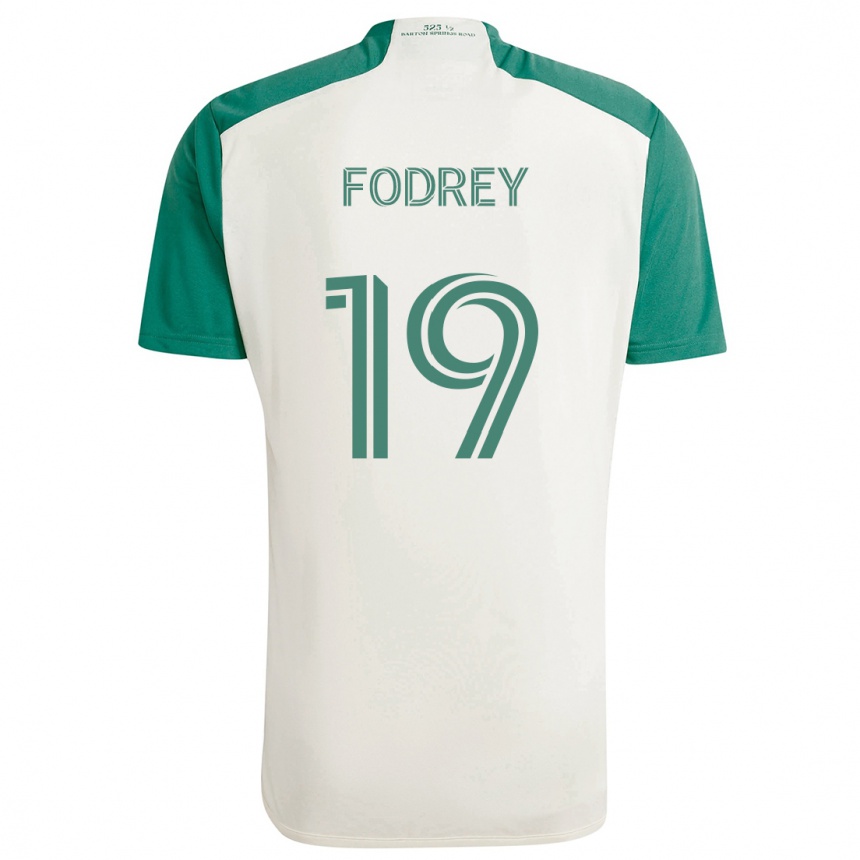 Kinder Fußball Cj Fodrey #19 Braune Farben Grün Auswärtstrikot Trikot 2024/25 T-Shirt Luxemburg