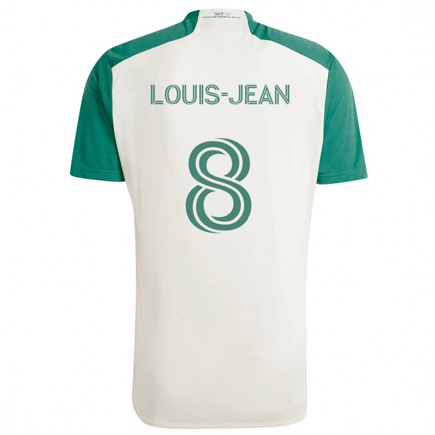 Kinder Fußball Steeve Louis-Jean #8 Braune Farben Grün Auswärtstrikot Trikot 2024/25 T-Shirt Luxemburg