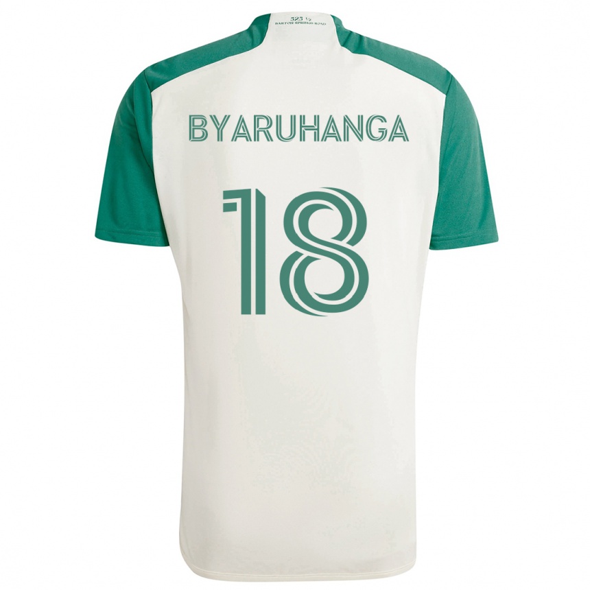 Kinder Fußball Bobosi Byaruhanga #18 Braune Farben Grün Auswärtstrikot Trikot 2024/25 T-Shirt Luxemburg