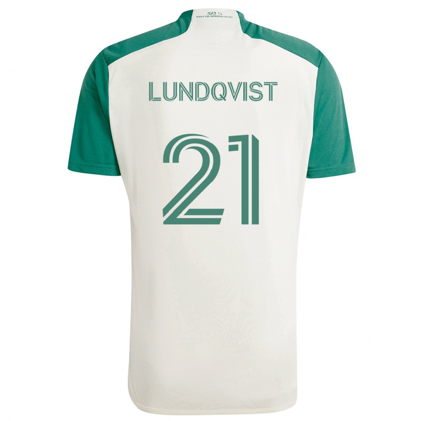 Kinder Fußball Adam Lundqvist #21 Braune Farben Grün Auswärtstrikot Trikot 2024/25 T-Shirt Luxemburg