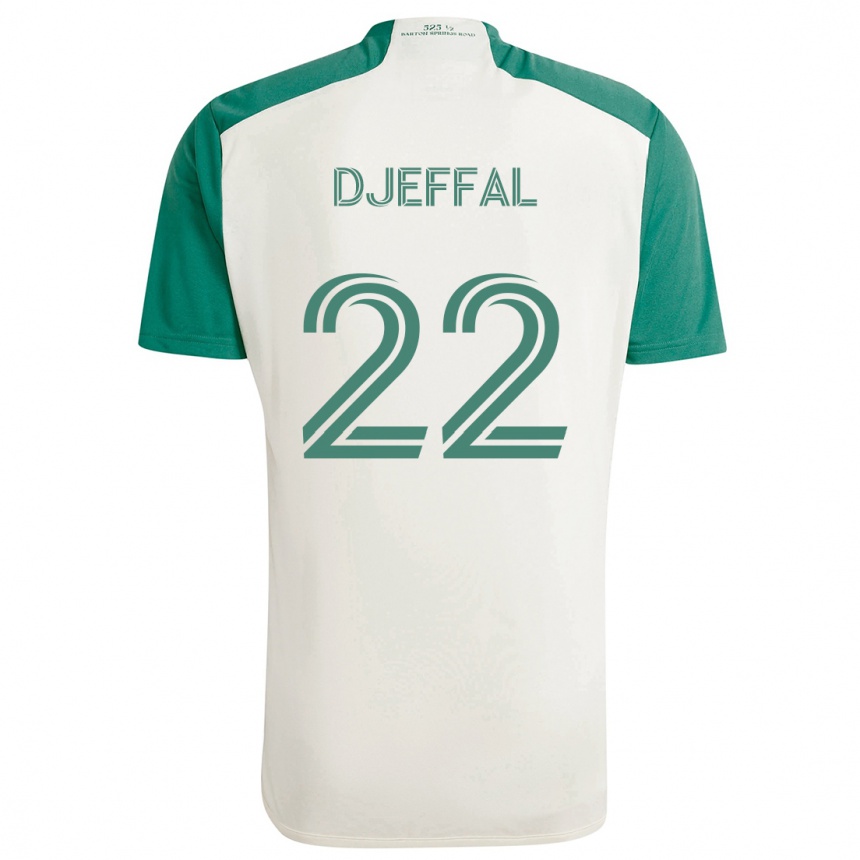 Kinder Fußball Sofiane Djeffal #22 Braune Farben Grün Auswärtstrikot Trikot 2024/25 T-Shirt Luxemburg