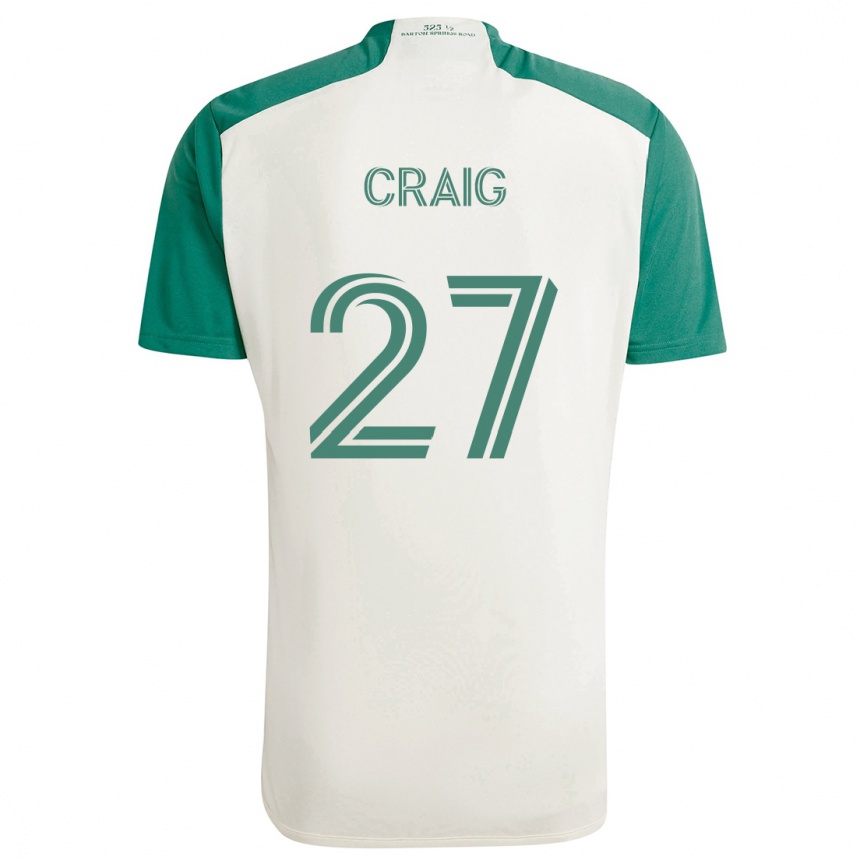 Kinder Fußball Brandan Craig #27 Braune Farben Grün Auswärtstrikot Trikot 2024/25 T-Shirt Luxemburg