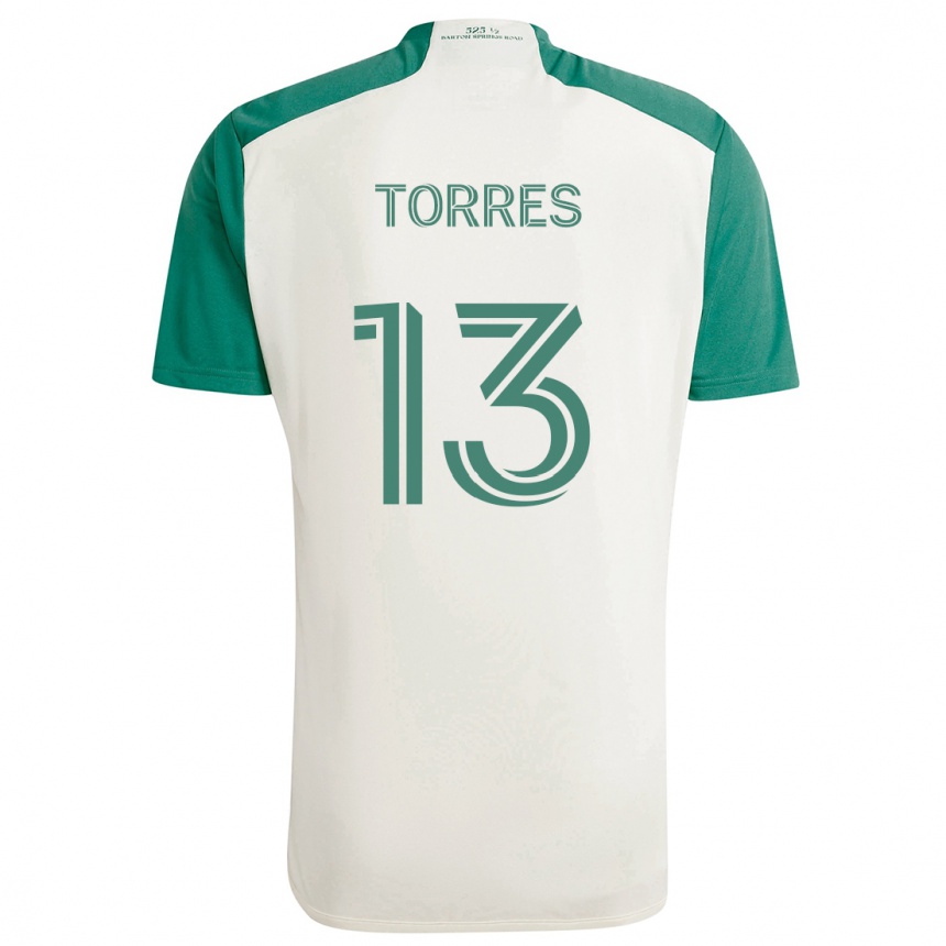 Kinder Fußball Leo Torres #13 Braune Farben Grün Auswärtstrikot Trikot 2024/25 T-Shirt Luxemburg