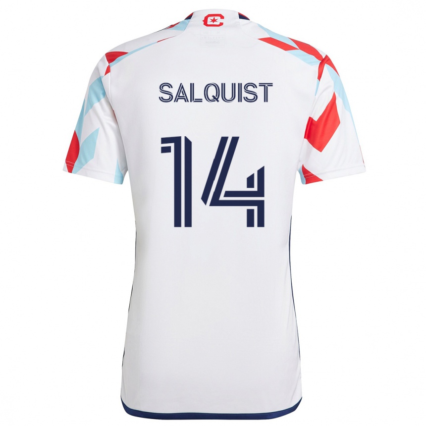 Kinder Fußball Tobias Salquist #14 Weiß Rot Blau Auswärtstrikot Trikot 2024/25 T-Shirt Luxemburg