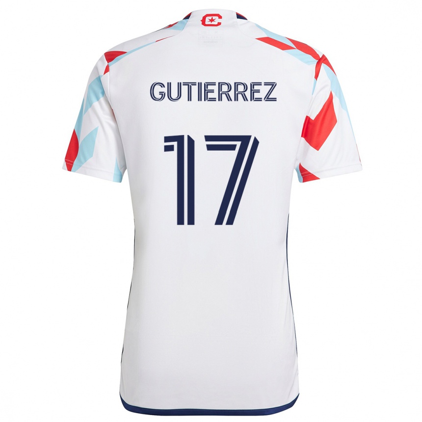 Kinder Fußball Brian Gutiérrez #17 Weiß Rot Blau Auswärtstrikot Trikot 2024/25 T-Shirt Luxemburg