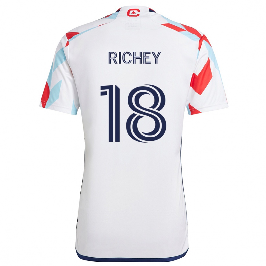 Kinder Fußball Spencer Richey #18 Weiß Rot Blau Auswärtstrikot Trikot 2024/25 T-Shirt Luxemburg