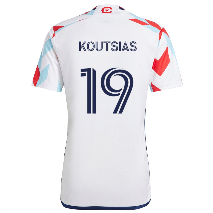 Kinder Fußball Georgios Koutsias #19 Weiß Rot Blau Auswärtstrikot Trikot 2024/25 T-Shirt Luxemburg