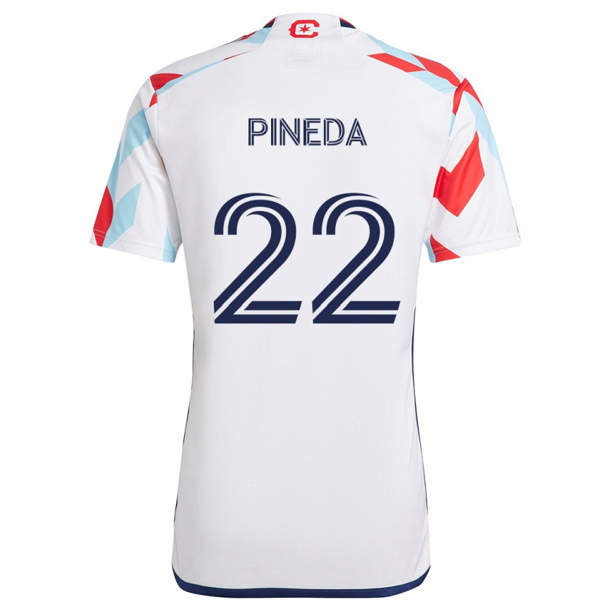 Kinder Fußball Mauricio Pineda #22 Weiß Rot Blau Auswärtstrikot Trikot 2024/25 T-Shirt Luxemburg