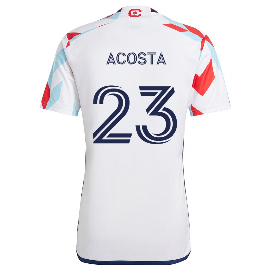 Kinder Fußball Kellyn Acosta #23 Weiß Rot Blau Auswärtstrikot Trikot 2024/25 T-Shirt Luxemburg