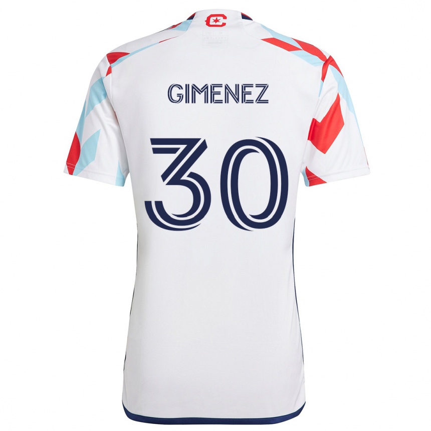 Kinder Fußball Gastón Giménez #30 Weiß Rot Blau Auswärtstrikot Trikot 2024/25 T-Shirt Luxemburg