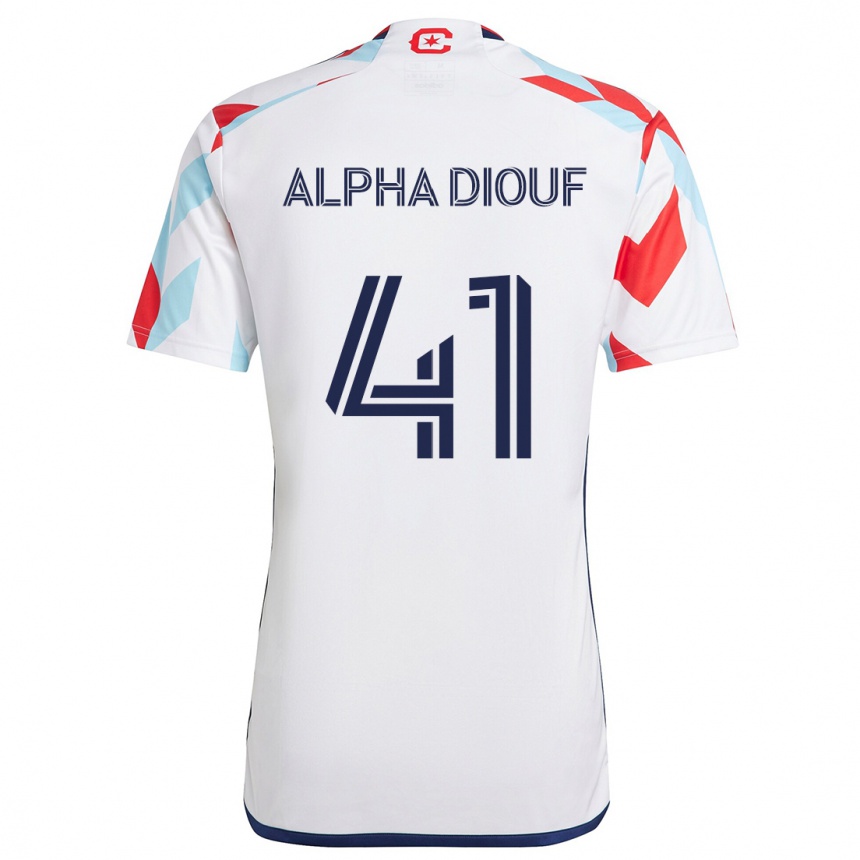 Kinder Fußball Jean Alpha Diouf #41 Weiß Rot Blau Auswärtstrikot Trikot 2024/25 T-Shirt Luxemburg