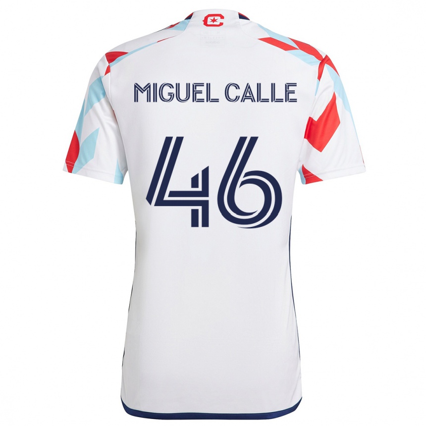 Kinder Fußball Juan Miguel Calle #46 Weiß Rot Blau Auswärtstrikot Trikot 2024/25 T-Shirt Luxemburg