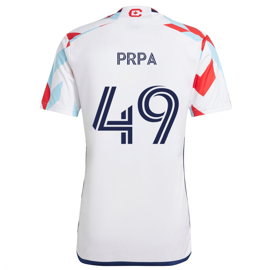 Kinder Fußball Luka Prpa #49 Weiß Rot Blau Auswärtstrikot Trikot 2024/25 T-Shirt Luxemburg