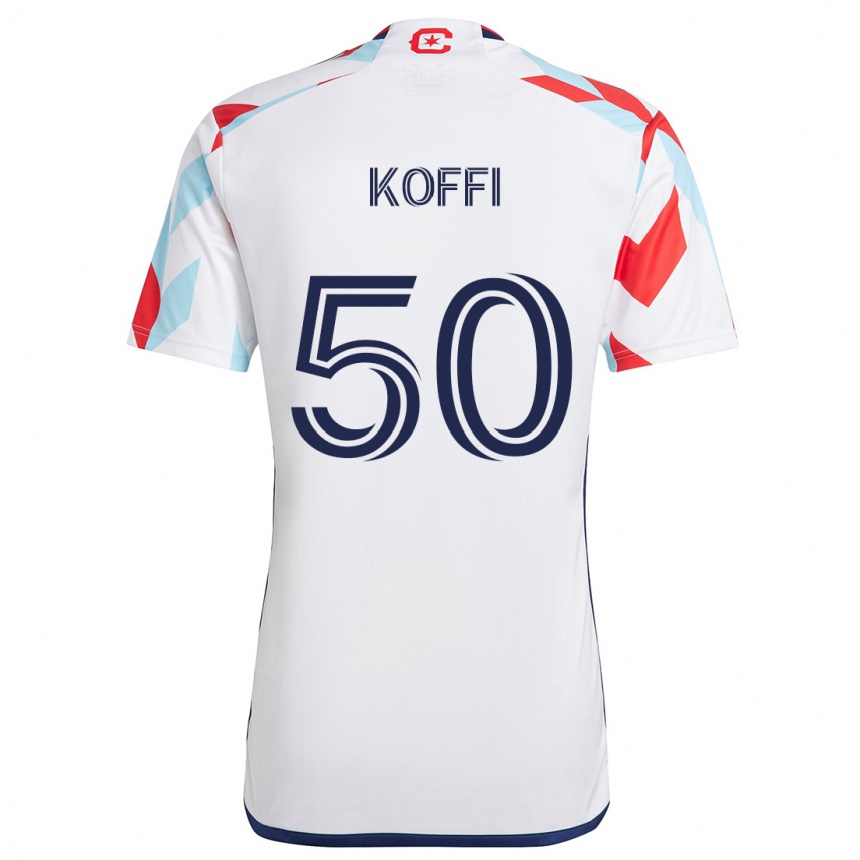 Kinder Fußball Christian Koffi #50 Weiß Rot Blau Auswärtstrikot Trikot 2024/25 T-Shirt Luxemburg