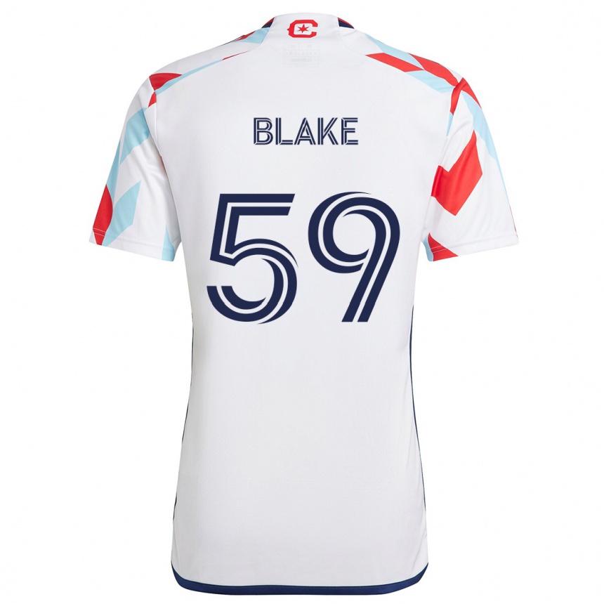 Kinder Fußball Romain Blake #59 Weiß Rot Blau Auswärtstrikot Trikot 2024/25 T-Shirt Luxemburg