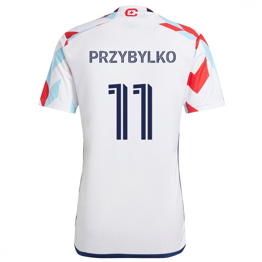 Kinder Fußball Kacper Przybylko #11 Weiß Rot Blau Auswärtstrikot Trikot 2024/25 T-Shirt Luxemburg