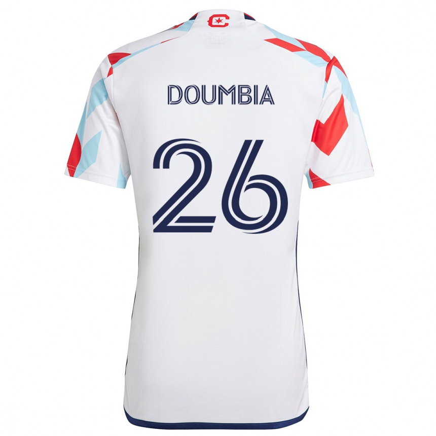 Kinder Fußball Ousmane Doumbia #26 Weiß Rot Blau Auswärtstrikot Trikot 2024/25 T-Shirt Luxemburg