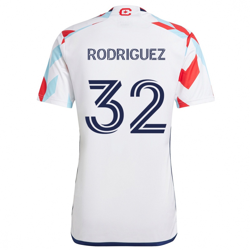 Kinder Fußball Missael Rodríguez #32 Weiß Rot Blau Auswärtstrikot Trikot 2024/25 T-Shirt Luxemburg