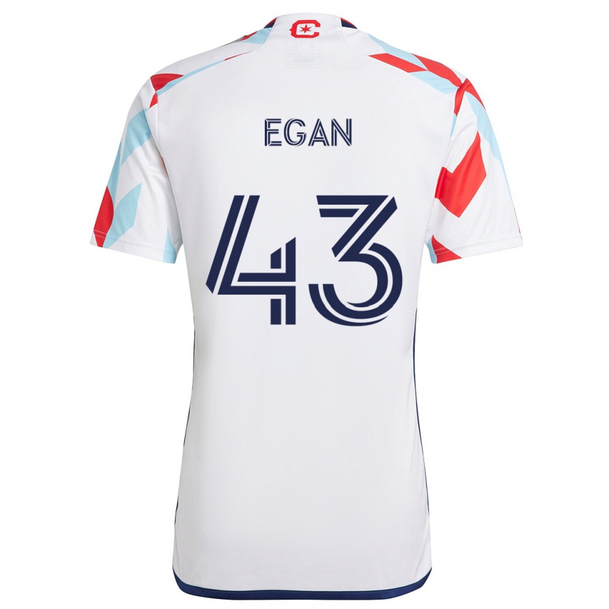 Kinder Fußball Noah Egan #43 Weiß Rot Blau Auswärtstrikot Trikot 2024/25 T-Shirt Luxemburg