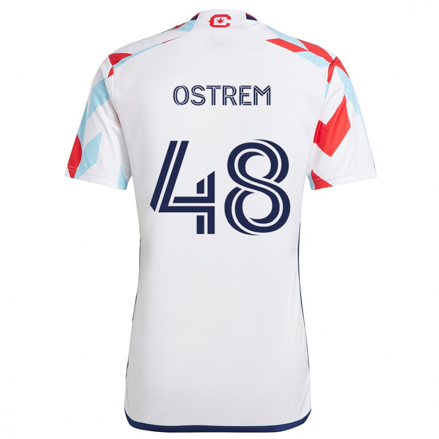 Kinder Fußball Charlie Ostrem #48 Weiß Rot Blau Auswärtstrikot Trikot 2024/25 T-Shirt Luxemburg