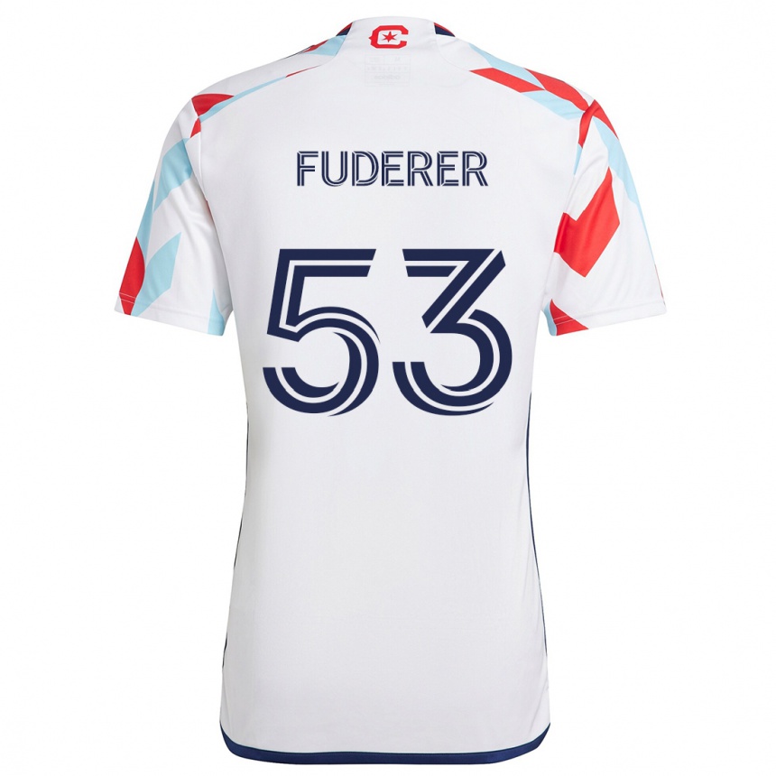 Kinder Fußball Jake Fuderer #53 Weiß Rot Blau Auswärtstrikot Trikot 2024/25 T-Shirt Luxemburg