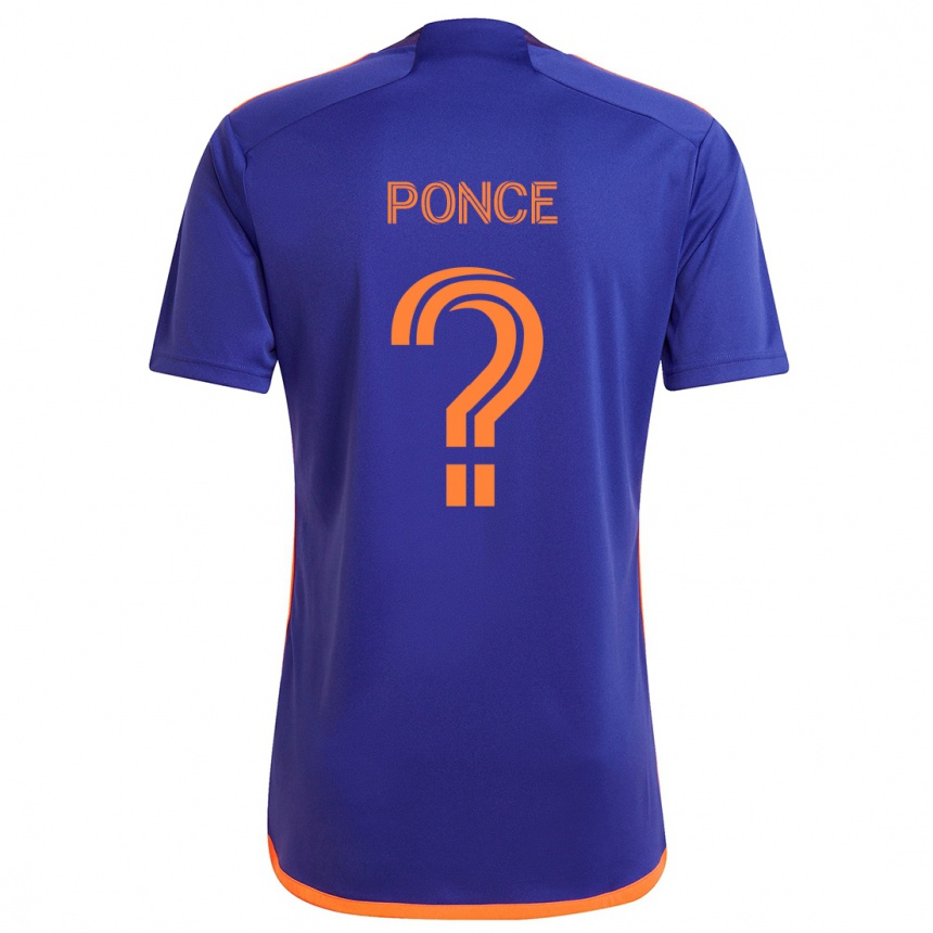 Kinder Fußball Ezequiel Ponce #0 Lila Orange Auswärtstrikot Trikot 2024/25 T-Shirt Luxemburg