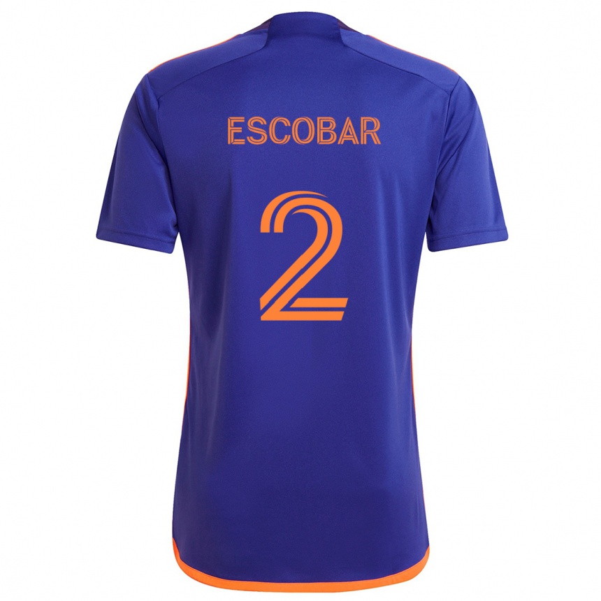 Kinder Fußball Franco Escobar #2 Lila Orange Auswärtstrikot Trikot 2024/25 T-Shirt Luxemburg