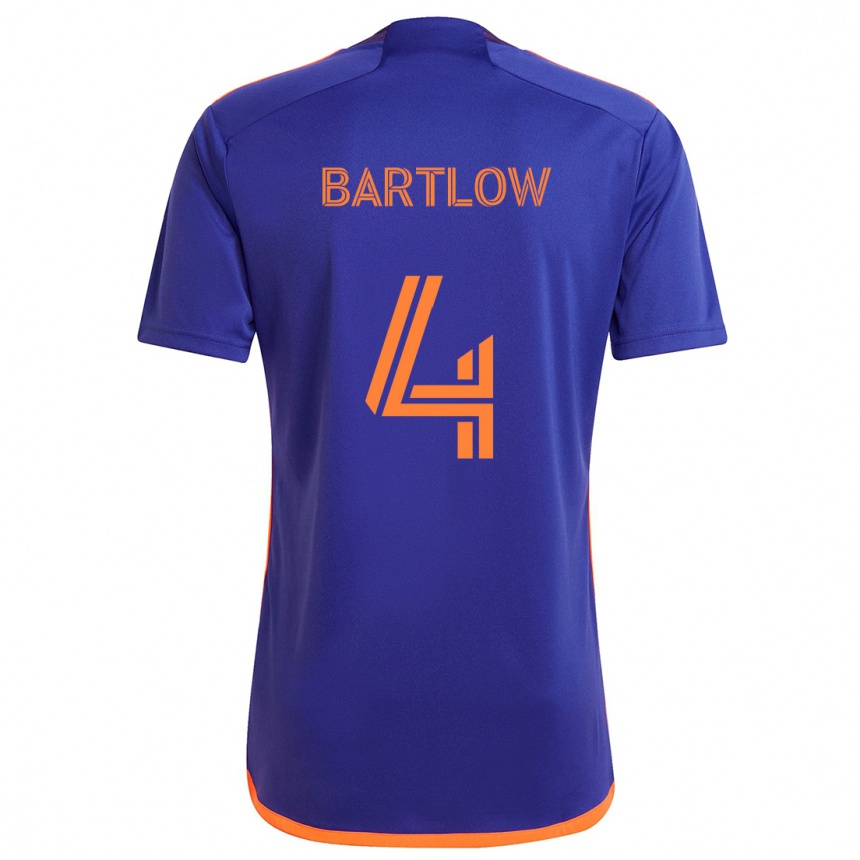 Kinder Fußball Ethan Bartlow #4 Lila Orange Auswärtstrikot Trikot 2024/25 T-Shirt Luxemburg