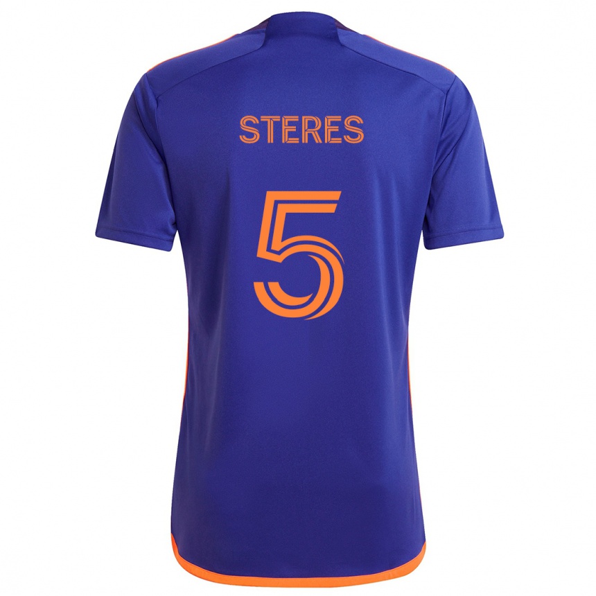 Kinder Fußball Daniel Steres #5 Lila Orange Auswärtstrikot Trikot 2024/25 T-Shirt Luxemburg