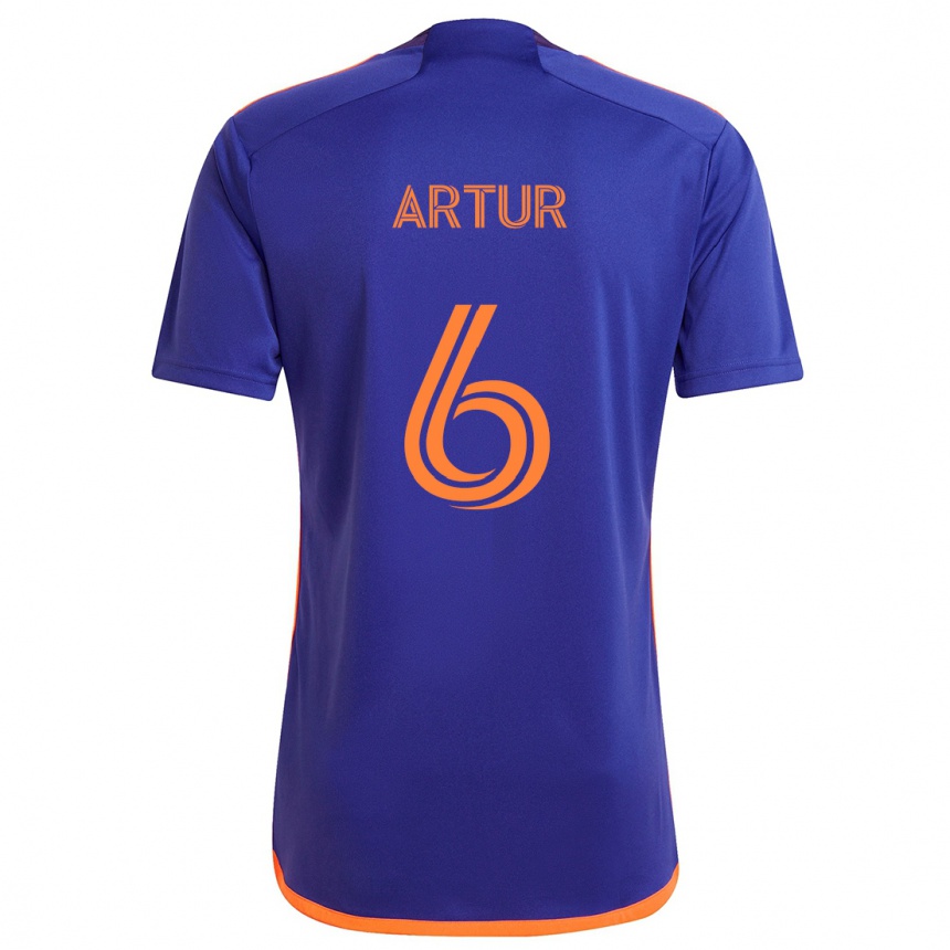 Kinder Fußball Artur #6 Lila Orange Auswärtstrikot Trikot 2024/25 T-Shirt Luxemburg