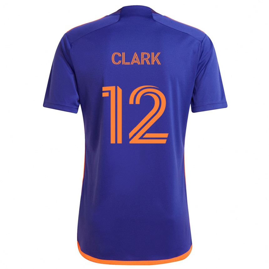 Kinder Fußball Steve Clark #12 Lila Orange Auswärtstrikot Trikot 2024/25 T-Shirt Luxemburg