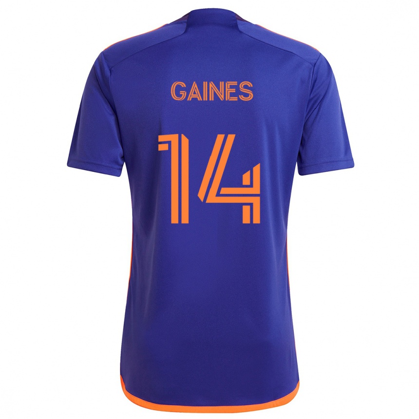 Kinder Fußball Mckinze Gaines #14 Lila Orange Auswärtstrikot Trikot 2024/25 T-Shirt Luxemburg