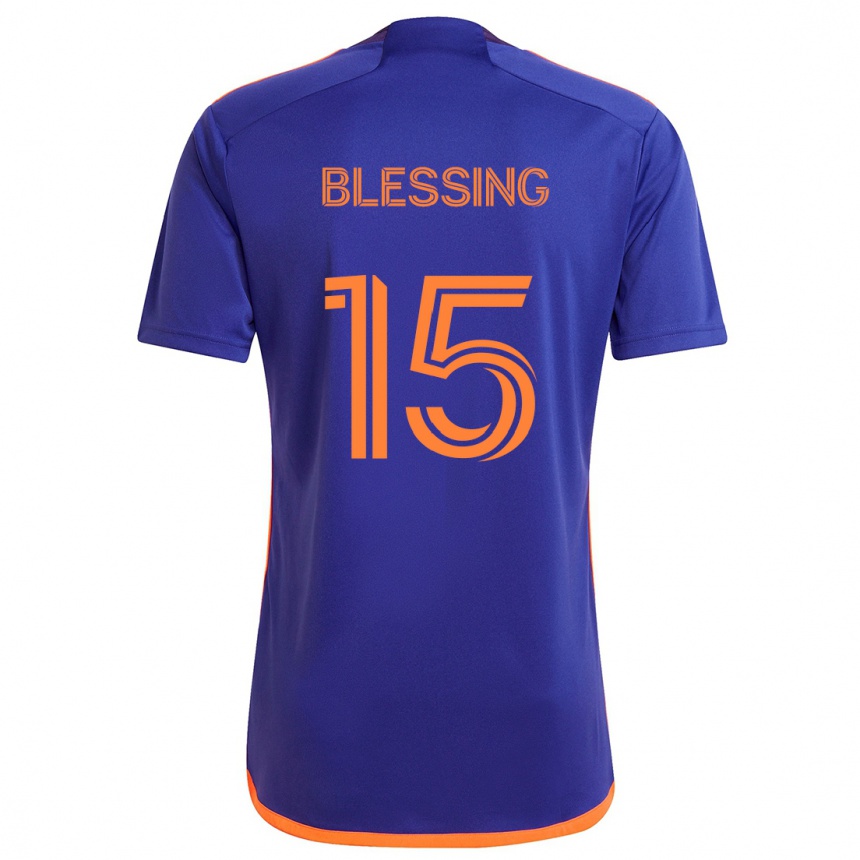 Kinder Fußball Latif Blessing #15 Lila Orange Auswärtstrikot Trikot 2024/25 T-Shirt Luxemburg