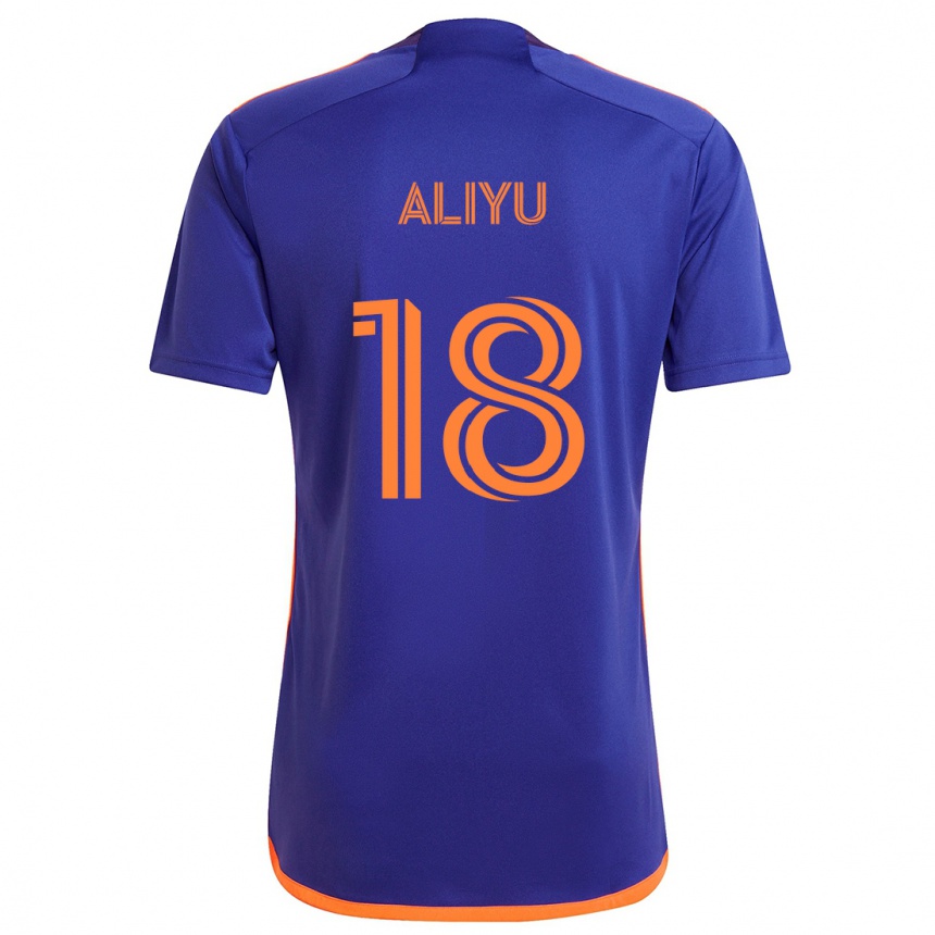 Kinder Fußball Ibrahim Aliyu #18 Lila Orange Auswärtstrikot Trikot 2024/25 T-Shirt Luxemburg