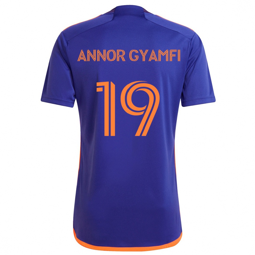 Kinder Fußball Stephen Annor Gyamfi #19 Lila Orange Auswärtstrikot Trikot 2024/25 T-Shirt Luxemburg