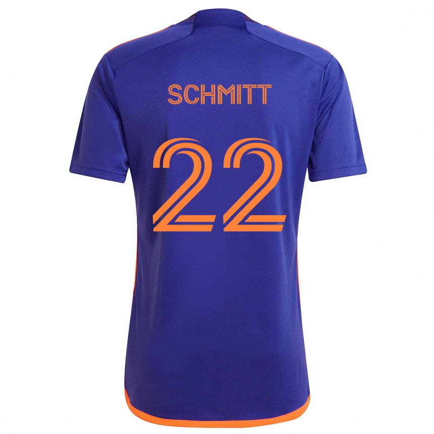 Kinder Fußball Tate Schmitt #22 Lila Orange Auswärtstrikot Trikot 2024/25 T-Shirt Luxemburg