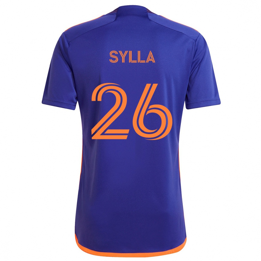 Kinder Fußball Ousmane Sylla #26 Lila Orange Auswärtstrikot Trikot 2024/25 T-Shirt Luxemburg