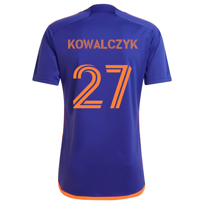 Kinder Fußball Sebastian Kowalczyk #27 Lila Orange Auswärtstrikot Trikot 2024/25 T-Shirt Luxemburg