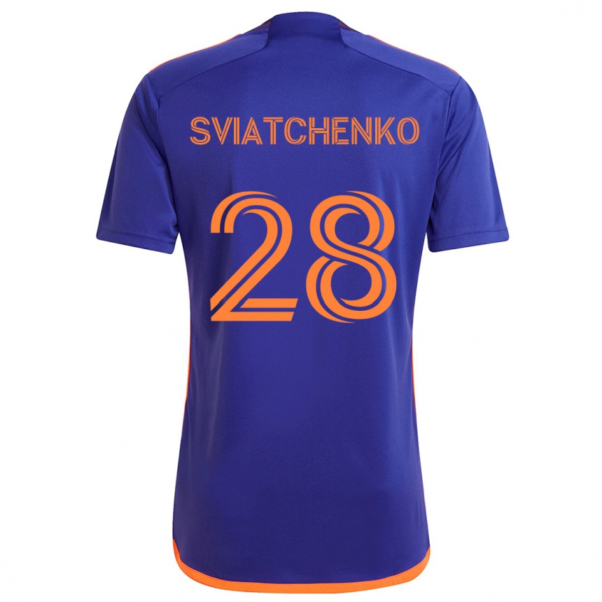 Kinder Fußball Erik Sviatchenko #28 Lila Orange Auswärtstrikot Trikot 2024/25 T-Shirt Luxemburg