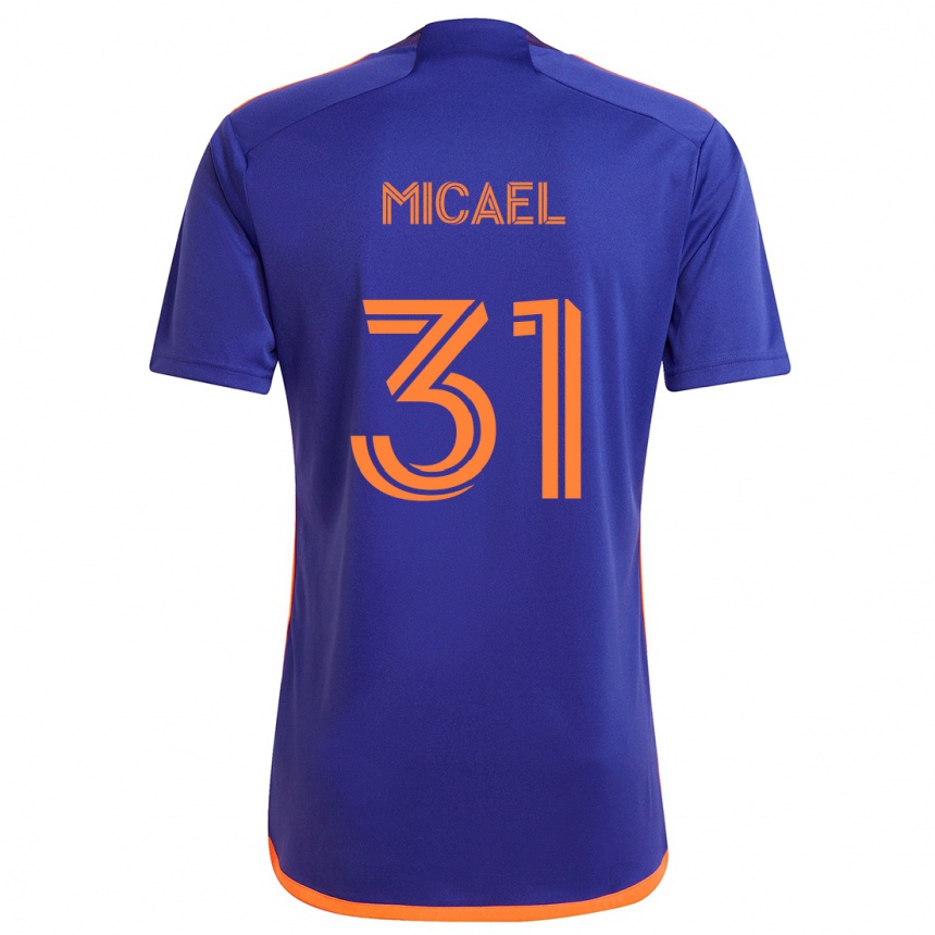 Kinder Fußball Micael #31 Lila Orange Auswärtstrikot Trikot 2024/25 T-Shirt Luxemburg