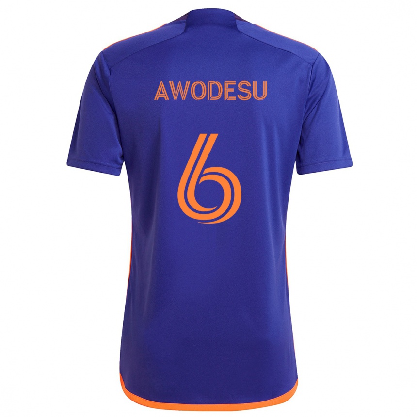 Kinder Fußball Femi Awodesu #6 Lila Orange Auswärtstrikot Trikot 2024/25 T-Shirt Luxemburg