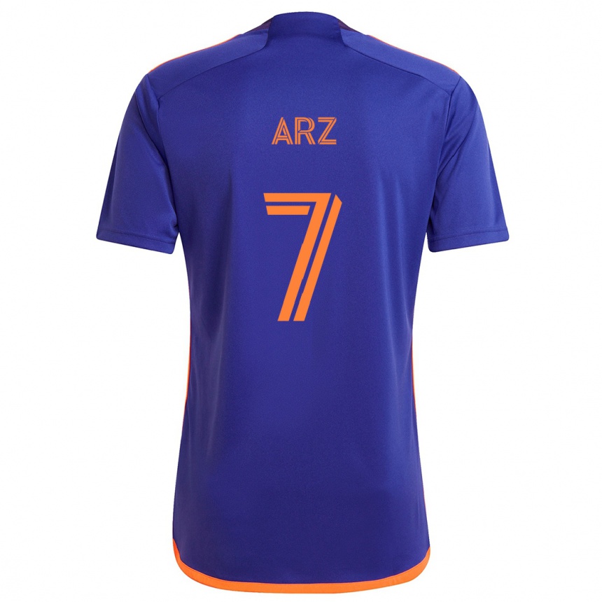 Kinder Fußball Exon Arzú #7 Lila Orange Auswärtstrikot Trikot 2024/25 T-Shirt Luxemburg