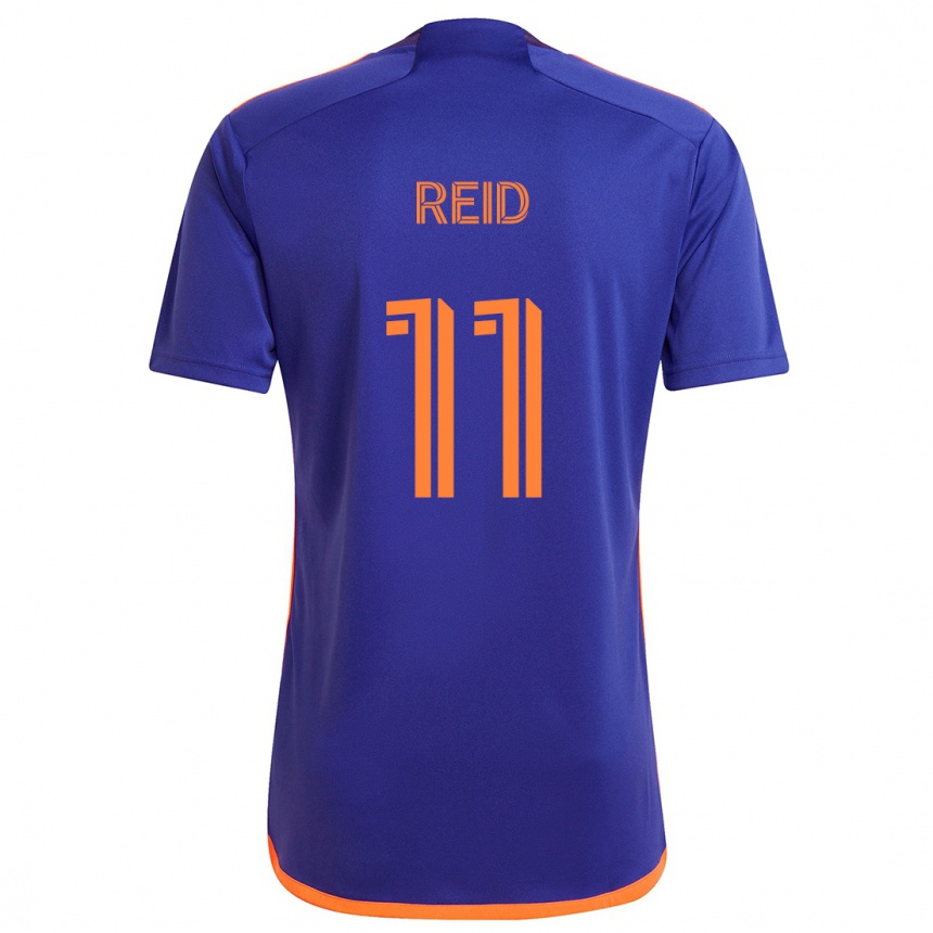 Kinder Fußball Isaiah Reid #11 Lila Orange Auswärtstrikot Trikot 2024/25 T-Shirt Luxemburg