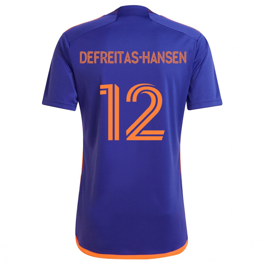 Kinder Fußball Nicholas Defreitas-Hansen #12 Lila Orange Auswärtstrikot Trikot 2024/25 T-Shirt Luxemburg