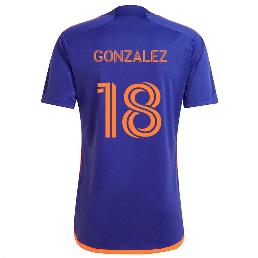 Kinder Fußball Diego Gonzalez #18 Lila Orange Auswärtstrikot Trikot 2024/25 T-Shirt Luxemburg