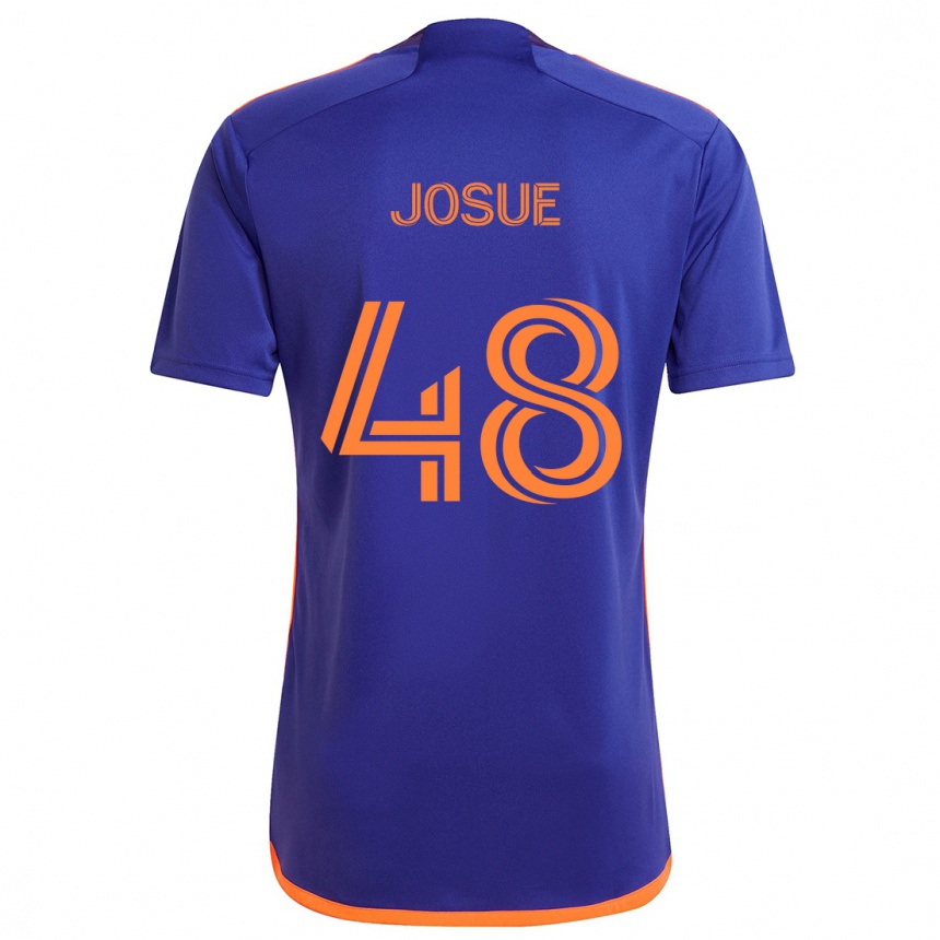 Kinder Fußball Josué #48 Lila Orange Auswärtstrikot Trikot 2024/25 T-Shirt Luxemburg