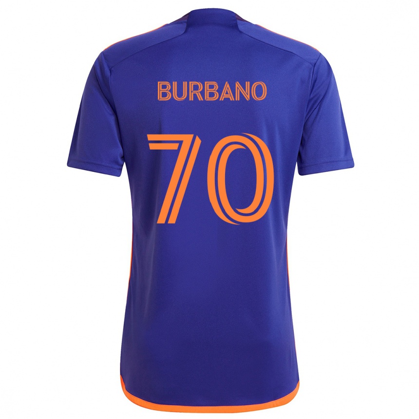 Kinder Fußball Jordy Burbano #70 Lila Orange Auswärtstrikot Trikot 2024/25 T-Shirt Luxemburg