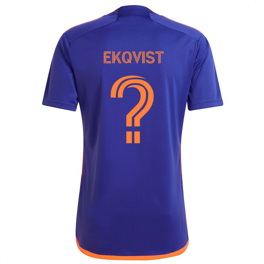 Kinder Fußball Akseli Ekqvist #0 Lila Orange Auswärtstrikot Trikot 2024/25 T-Shirt Luxemburg