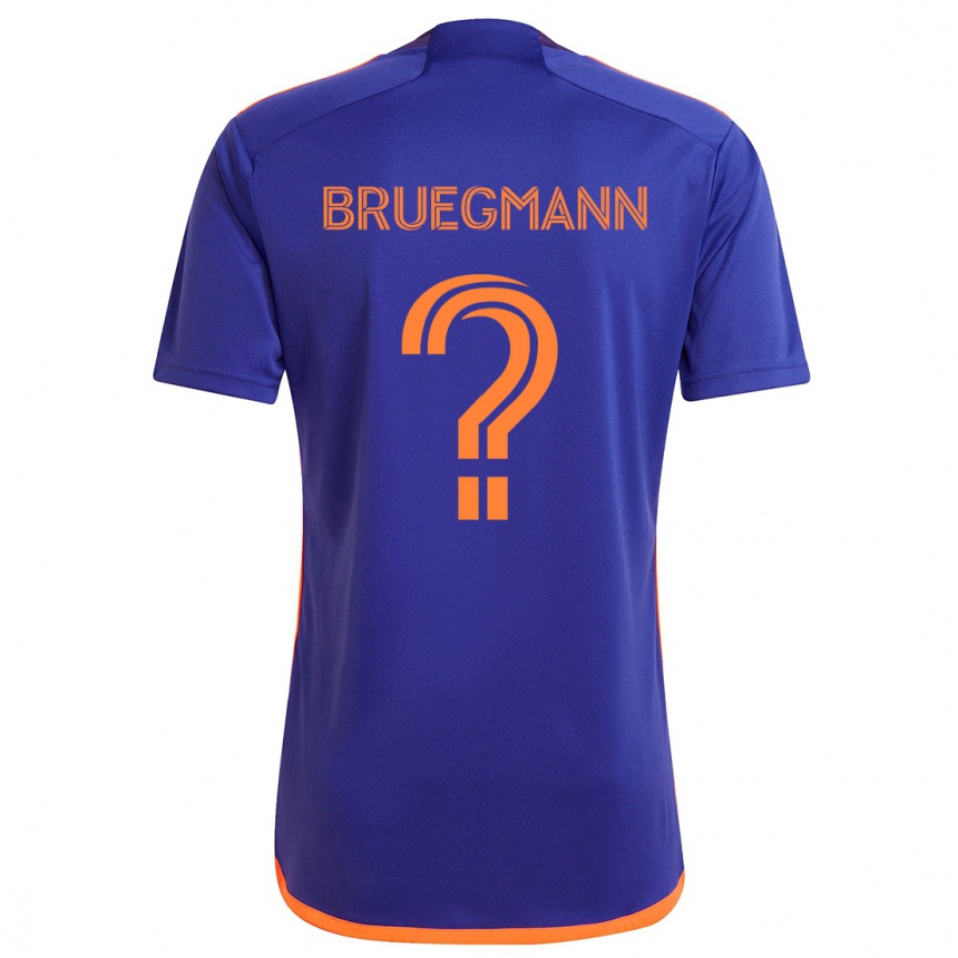 Kinder Fußball Lukas Bruegmann #0 Lila Orange Auswärtstrikot Trikot 2024/25 T-Shirt Luxemburg