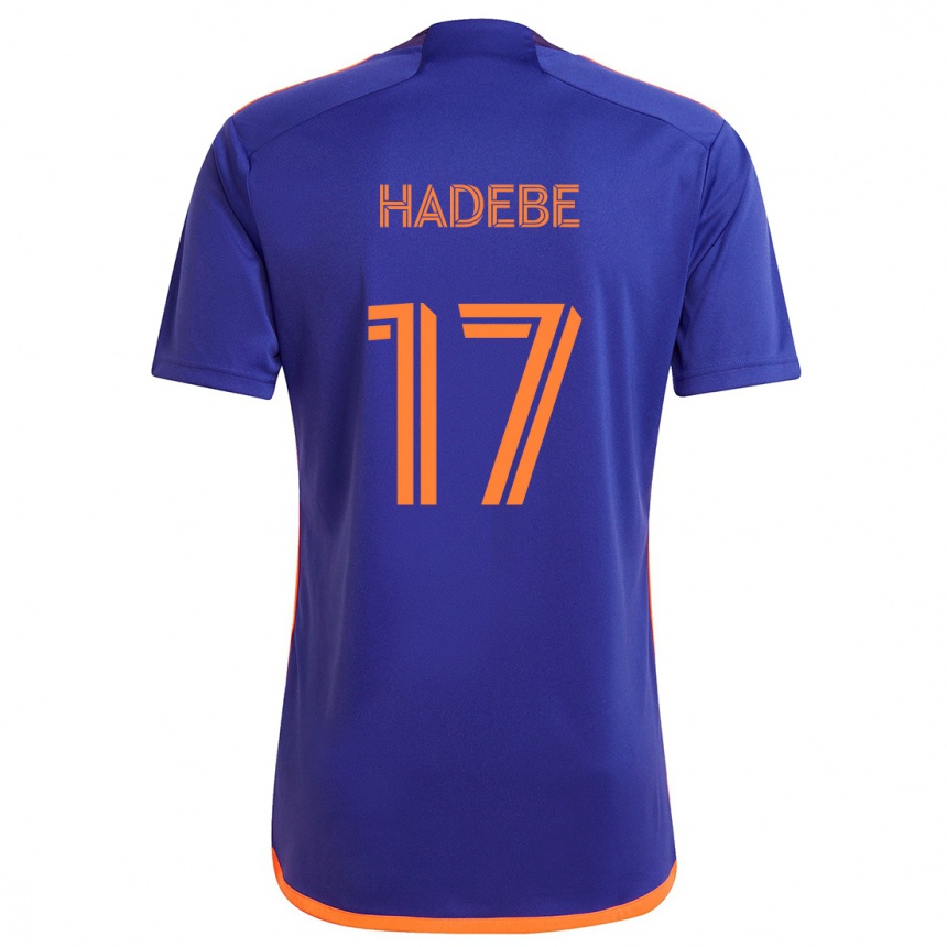 Kinder Fußball Teenage Hadebe #17 Lila Orange Auswärtstrikot Trikot 2024/25 T-Shirt Luxemburg